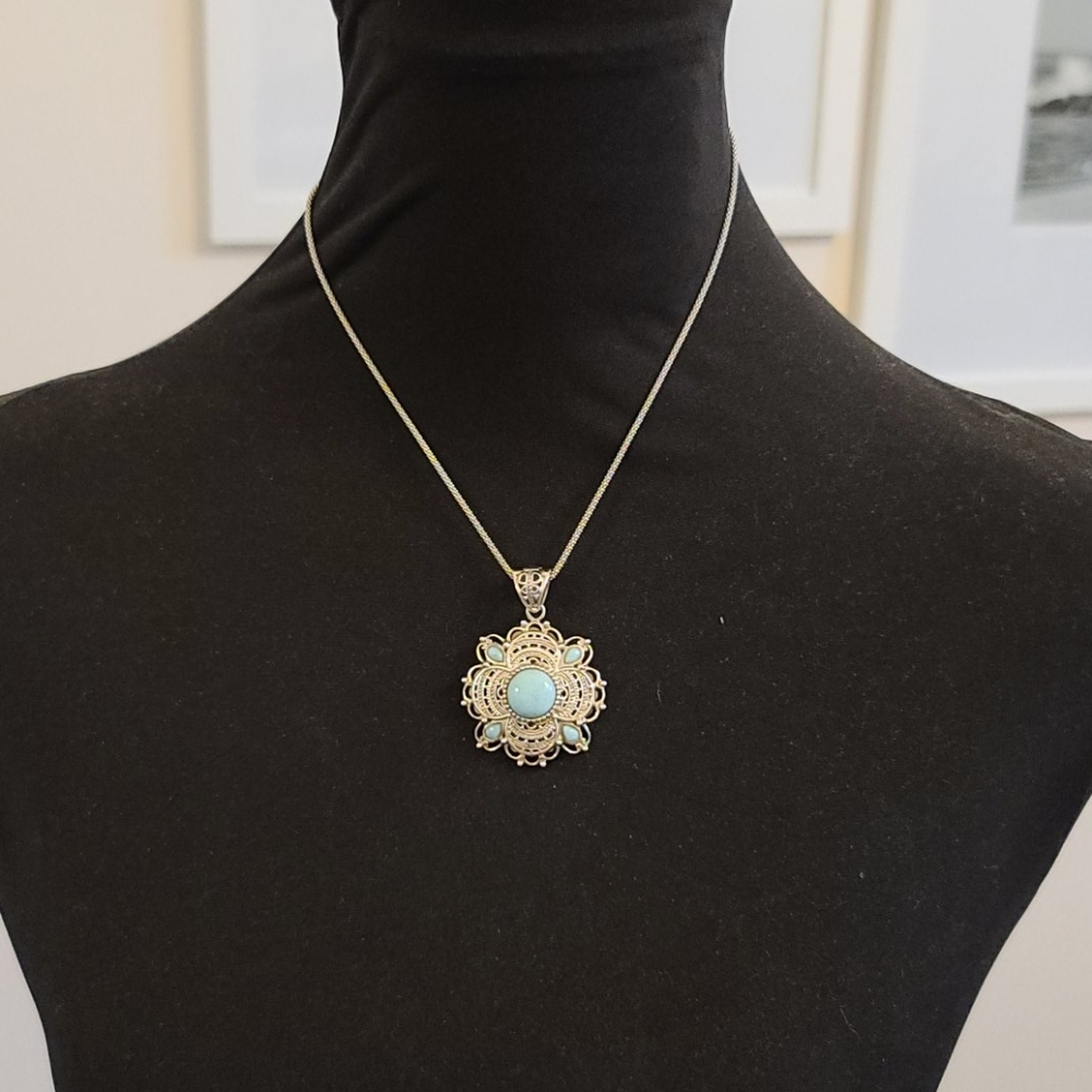 Sterling Silver and Larimer Pendant and Chain